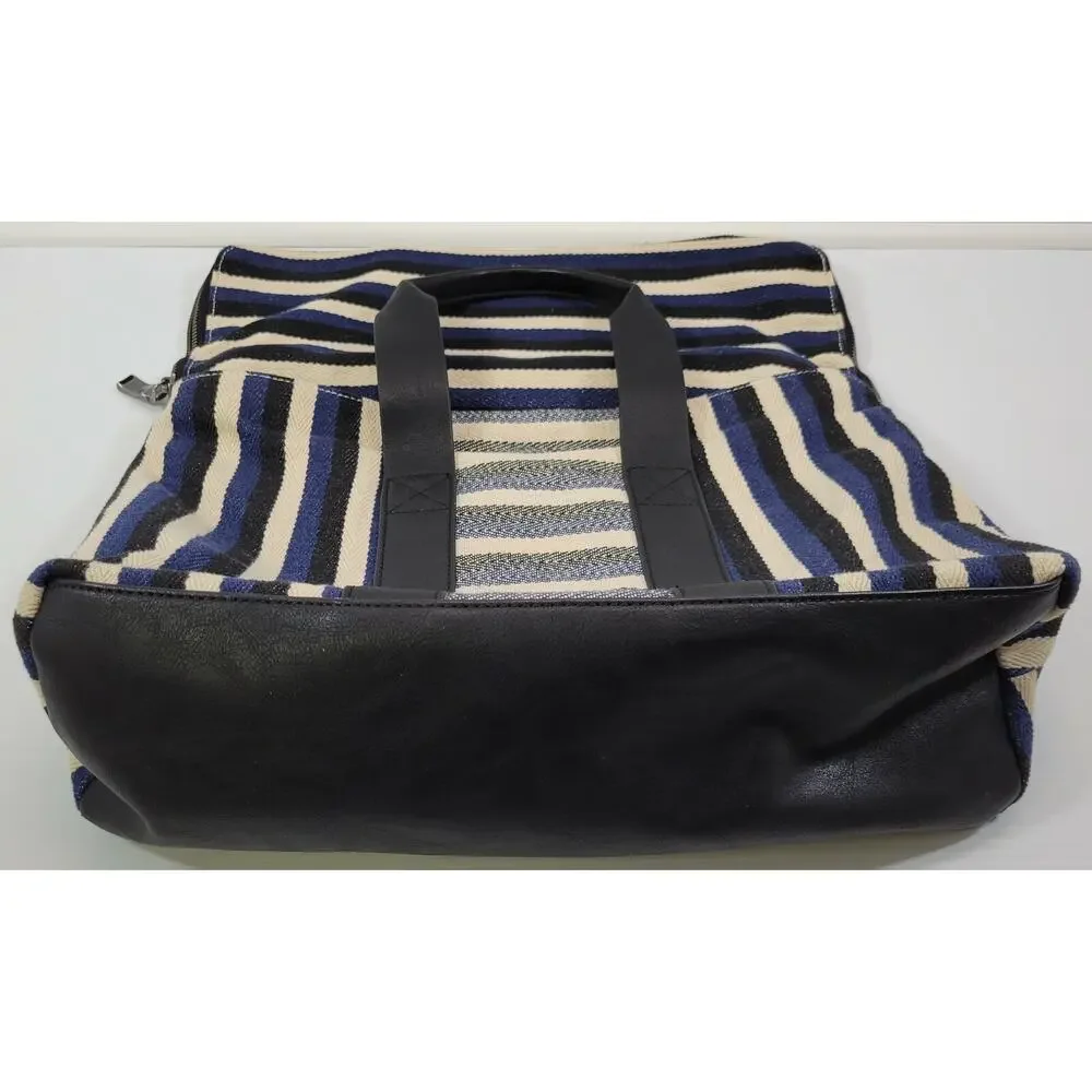 c4) Splendid Women's Hobo Tote Cotton Striped Bag Blue Black White
